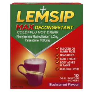 LEMSIP cold & flu sachets blackcurrant 650mg/10mg 10