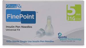 Pen Needles 5mm 31g x 100 (GreenFine GlucoRx Carepoint 4Sure Insupen)