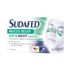 SUDAFED mucus relief day & night capsules 25mg/500mg/6.1mg 16